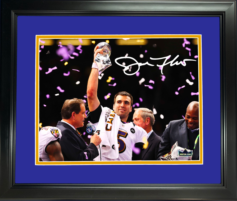 Framed Joe Flacco Facsimile Laser Engraved Signature Auto Baltimore Ravens 11"x14" Football Photo HOFSM Holo (ONLINE ORDER ONLY)