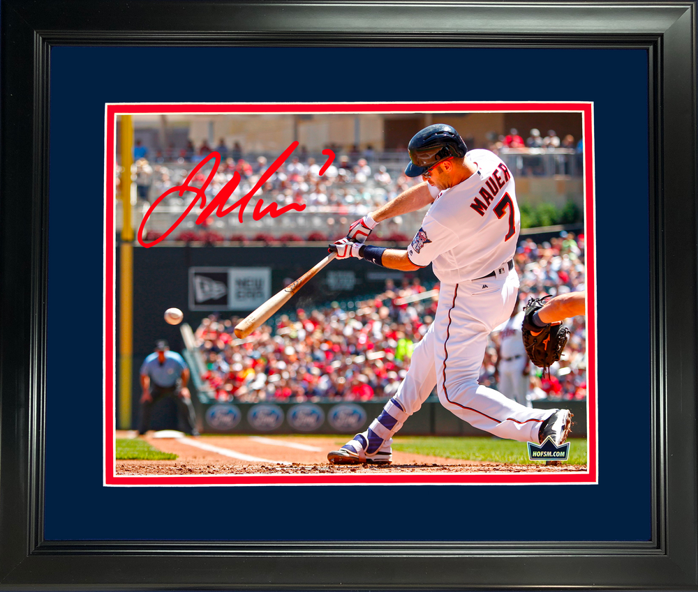 Framed Joe Mauer Minnesota Twins Facsimile Laser Engraved Signature Auto 11"x14" Baseball Photo HOFSM Holo (ONLINE ORDER ONLY)