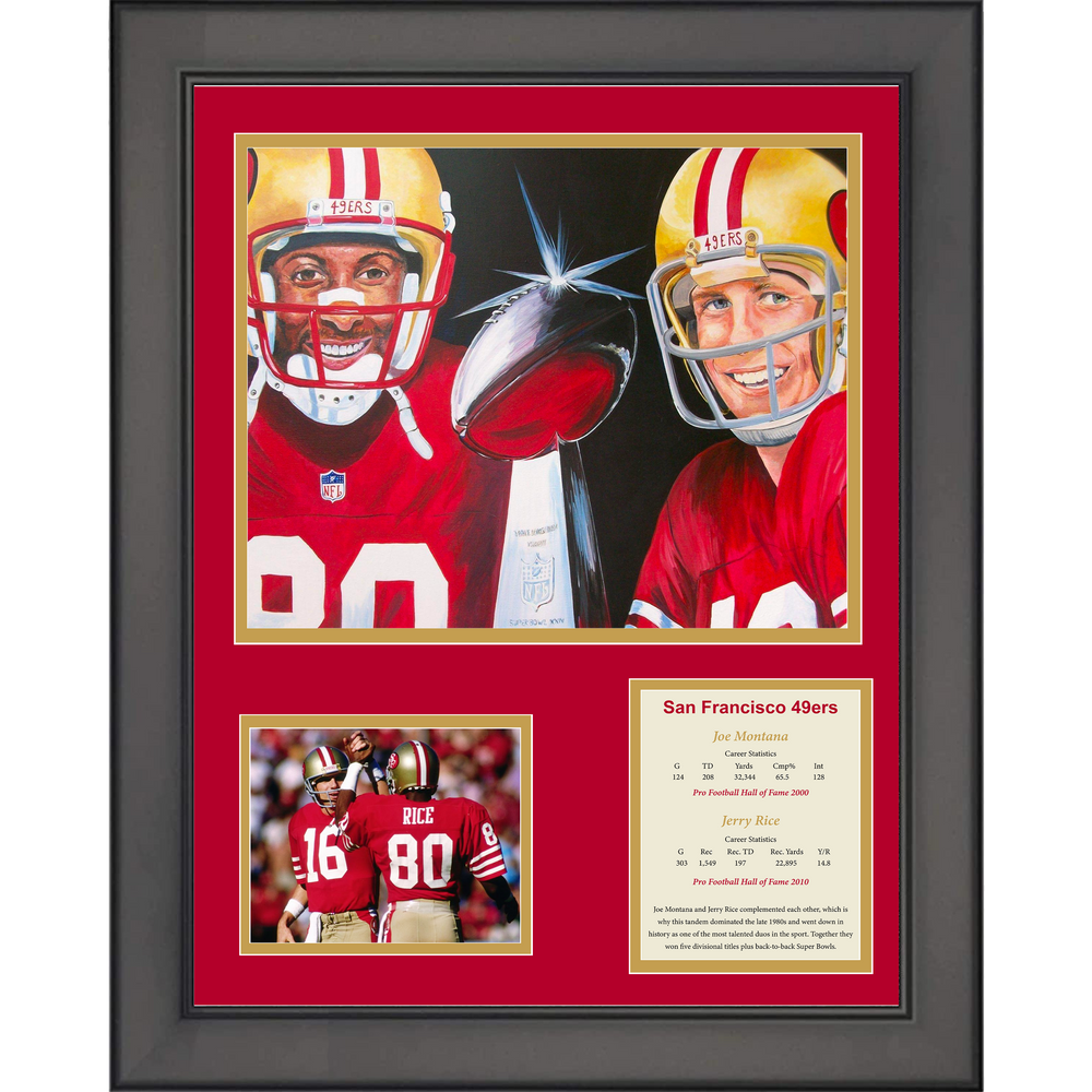 Framed Joe Montana and Jerry Rice San Francisco 49ers Football 11"x14" Three Photo Collage (ONLINE ORDER ONLY)