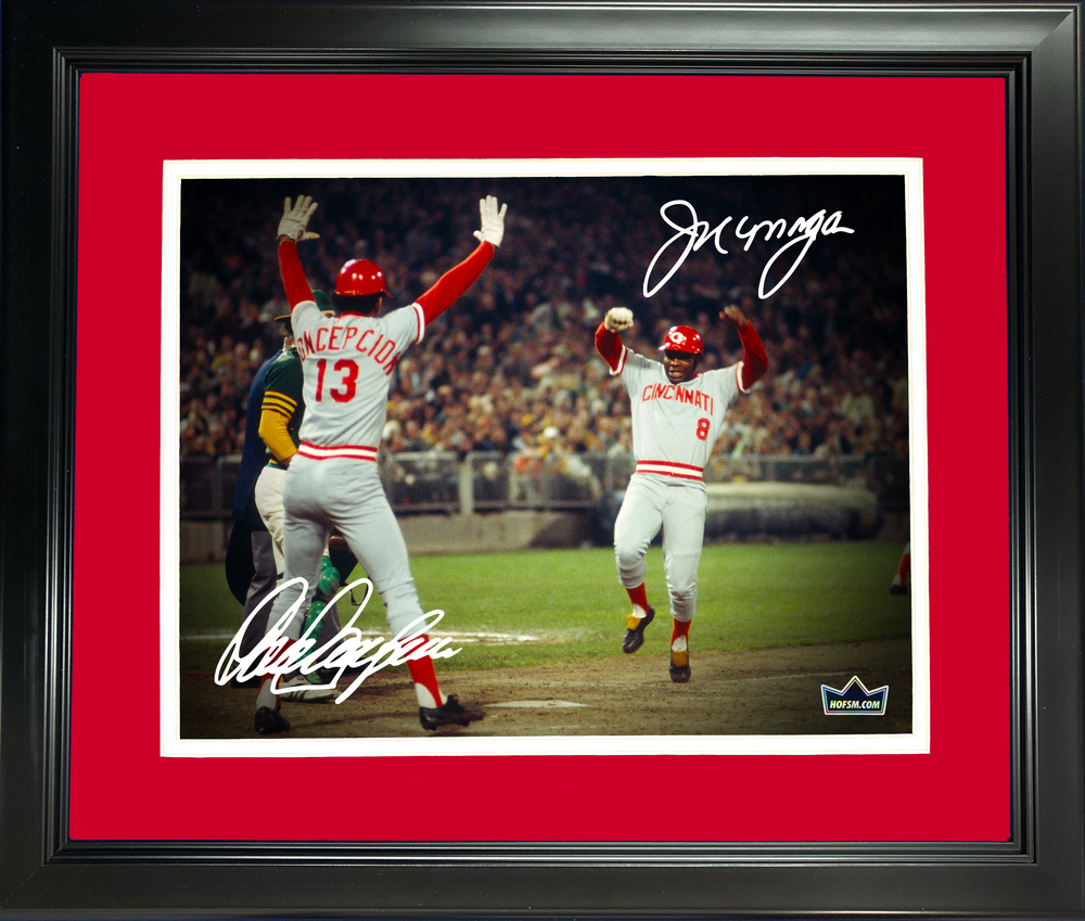 Framed Joe Morgan & Dave Concepcion Cincinnati Reds Dual Facsimile Laser Engraved Signature Auto 11"x14" Baseball Photo HOFSM Holo (ONLINE ORDER ONLY)