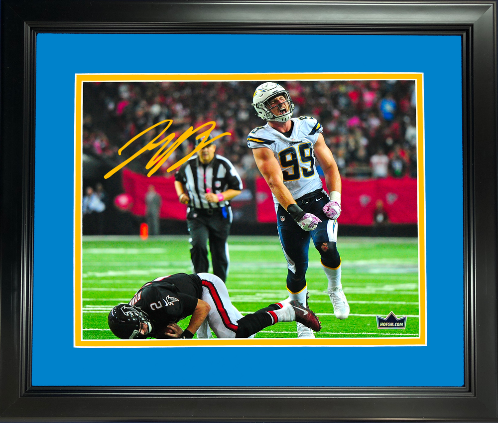 Framed Joey Bosa Los Angeles Chargers Facsimile Laser Engraved Signature Auto 11"x14" Football Photo HOFSM Holo (ONLINE ORDER ONLY)