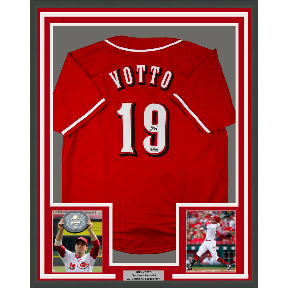 Framed Facsimile Autographed Joey Votto 35x39 Cincinnati Red Reprint Laser Auto Baseball Jersey (ONLINE ORDER ONLY)