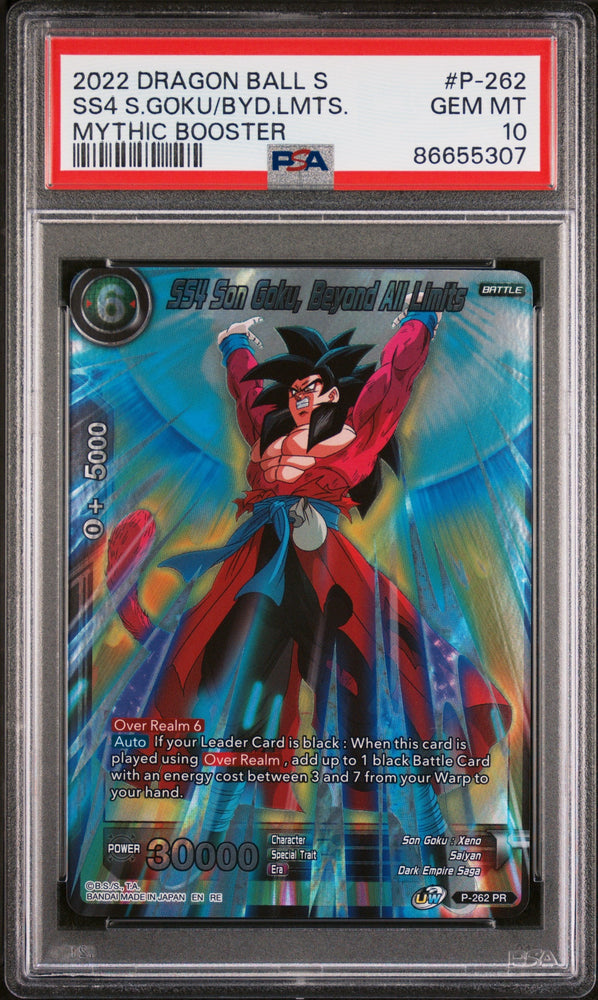 2022 DRAGON BALL SUPER MYTHIC BOOSTER SS4 S.GOKU/BYD.LMTS. #P-262 - PSA 10 (Online Order Only)