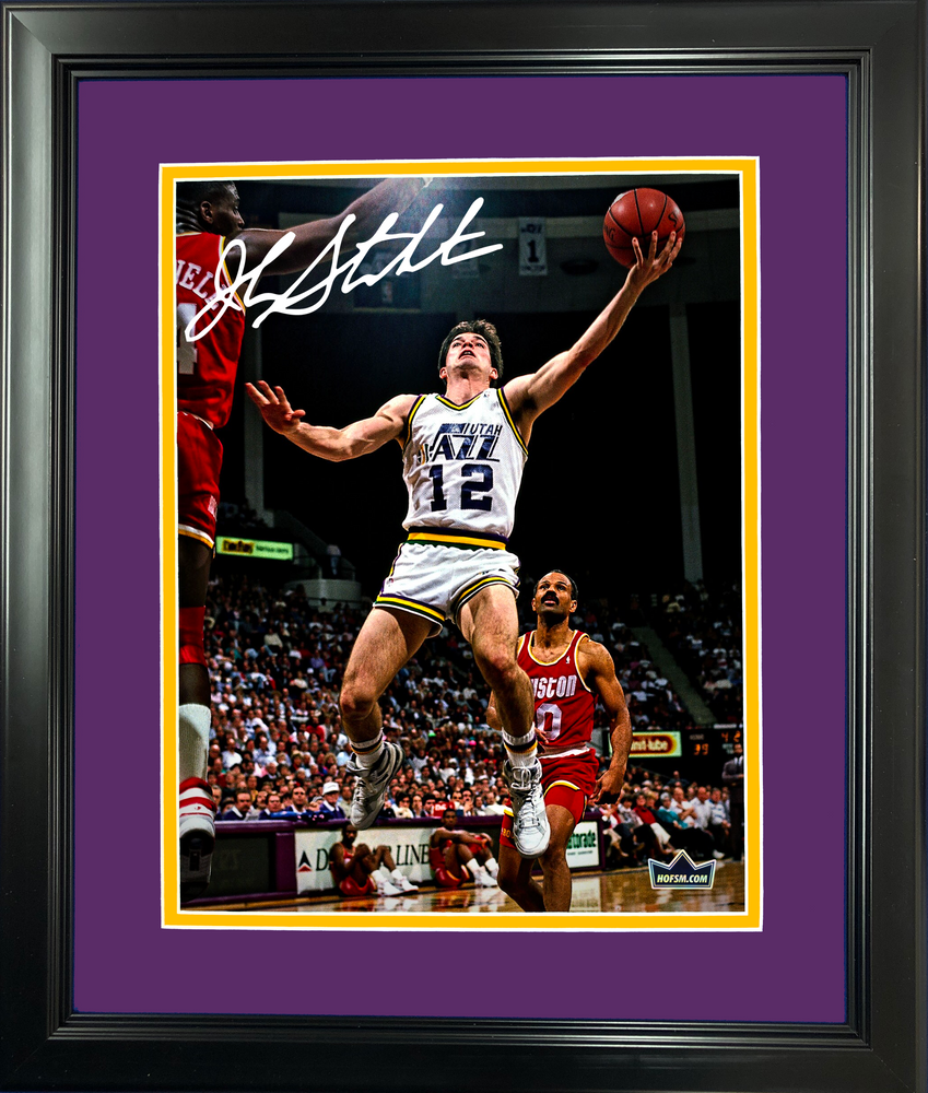 Framed John Stockton Facsimile Laser Engraved Signature Auto 11"x14" Basketball Photo HOFSM Holo (ONLINE ORDER ONLY)