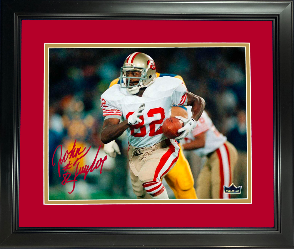 Framed John Taylor San Francisco 49ers Facsimile Laser Engraved Signature Auto 11"x14" Football Photo HOFSM Holo (ONLINE ORDER ONLY)