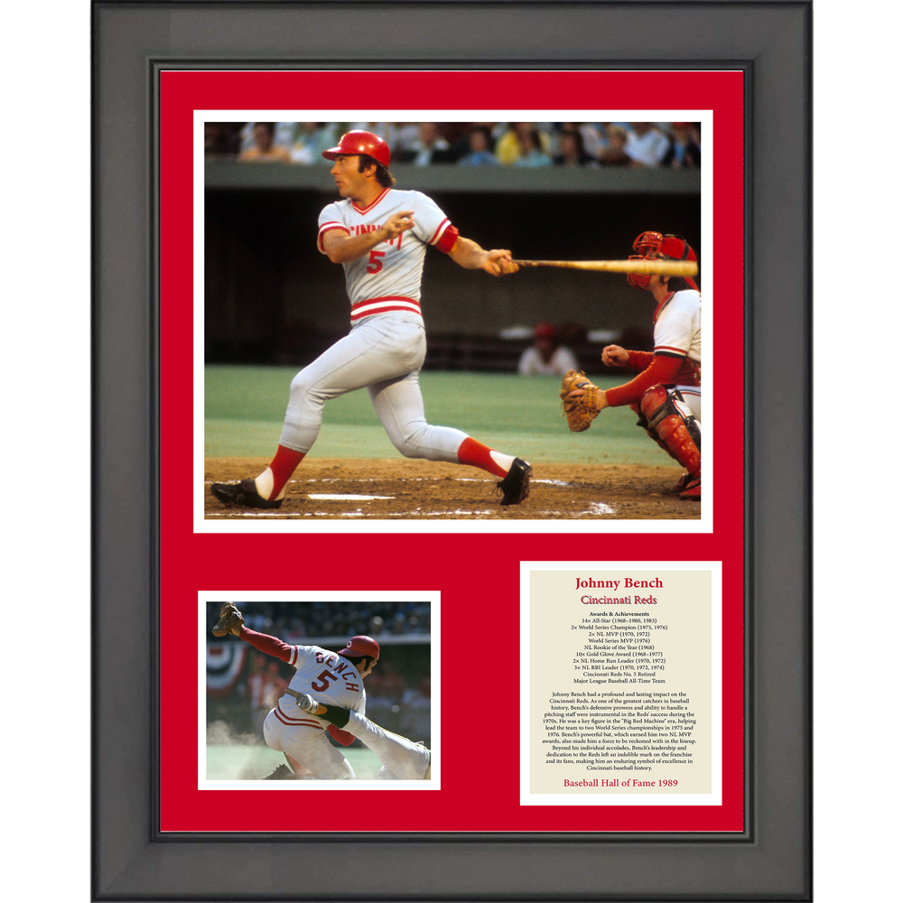 Framed Johnny Bench Hall of Fame 11"x14" Baseball Three Photo Collage (ONLINE ORDER ONLY)
