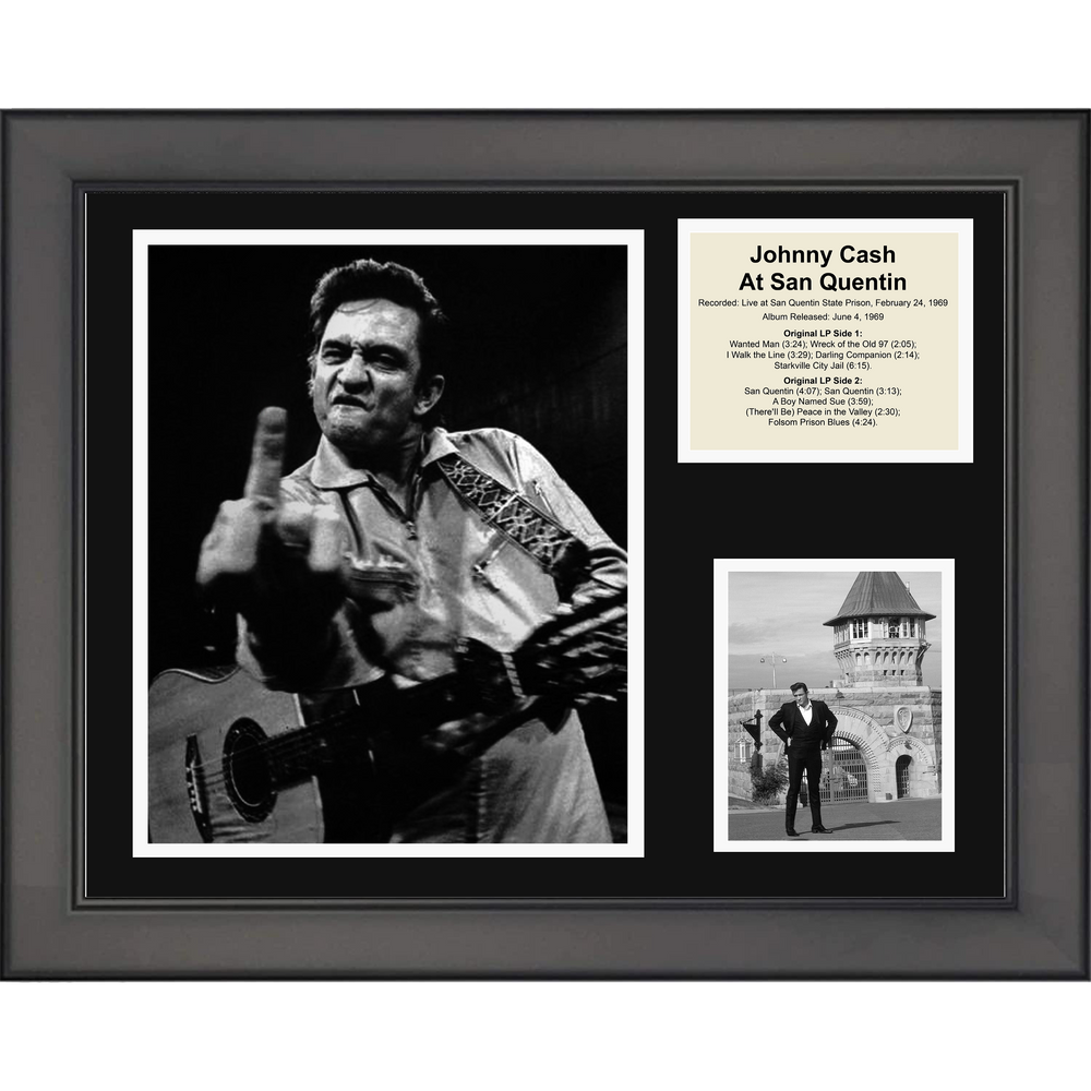 Framed Johnny Cash at San Quentin 11"x14" Music Three Photo Collage (ONLINE ORDER ONLY)