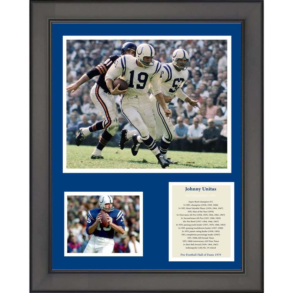 Framed Johnny Unitas Hall of Fame Indianapolis Colts Football 11"x14" Three Photo Collage (ONLINE ORDER ONLY)