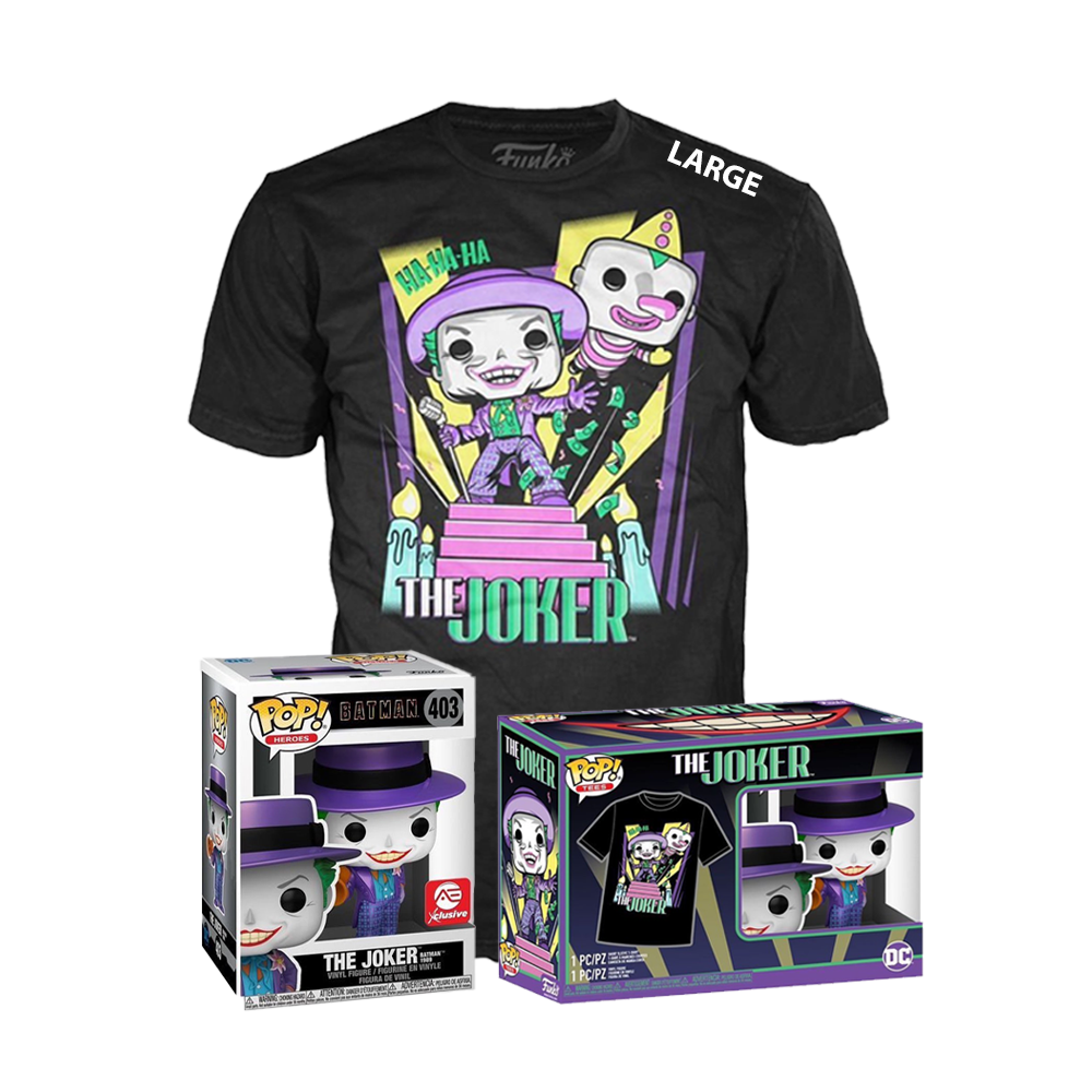 Funko POP! & Tee: Batman 1989 - The Joker with Megaphone (Metallic) Alliance Entertainment Exclusive - Size Large (ONLINE ORDER ONLY)