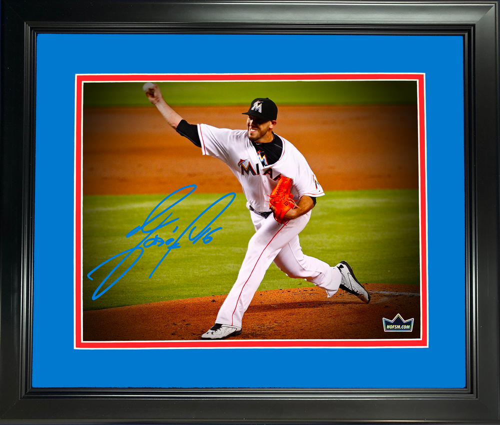Framed Jose Fernandez Miami Marlins Facsimile Laser Engraved Signature Auto 11"x14" Baseball Photo HOFSM Holo (ONLINE ORDER ONLY)