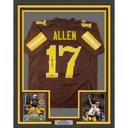 Framed Facsimile Autographed Josh Allen 35x39 Wyoming Brown Reprint Laser Auto College Football Jersey Size Men's XL (ONLINE ORDER ONLY)