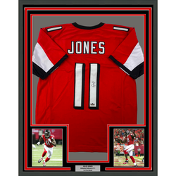 Framed Facsimile Autographed Julio Jones 35x39 Atlanta Red Reprint Laser Auto Football Jersey (ONLINE ORDER ONLY)