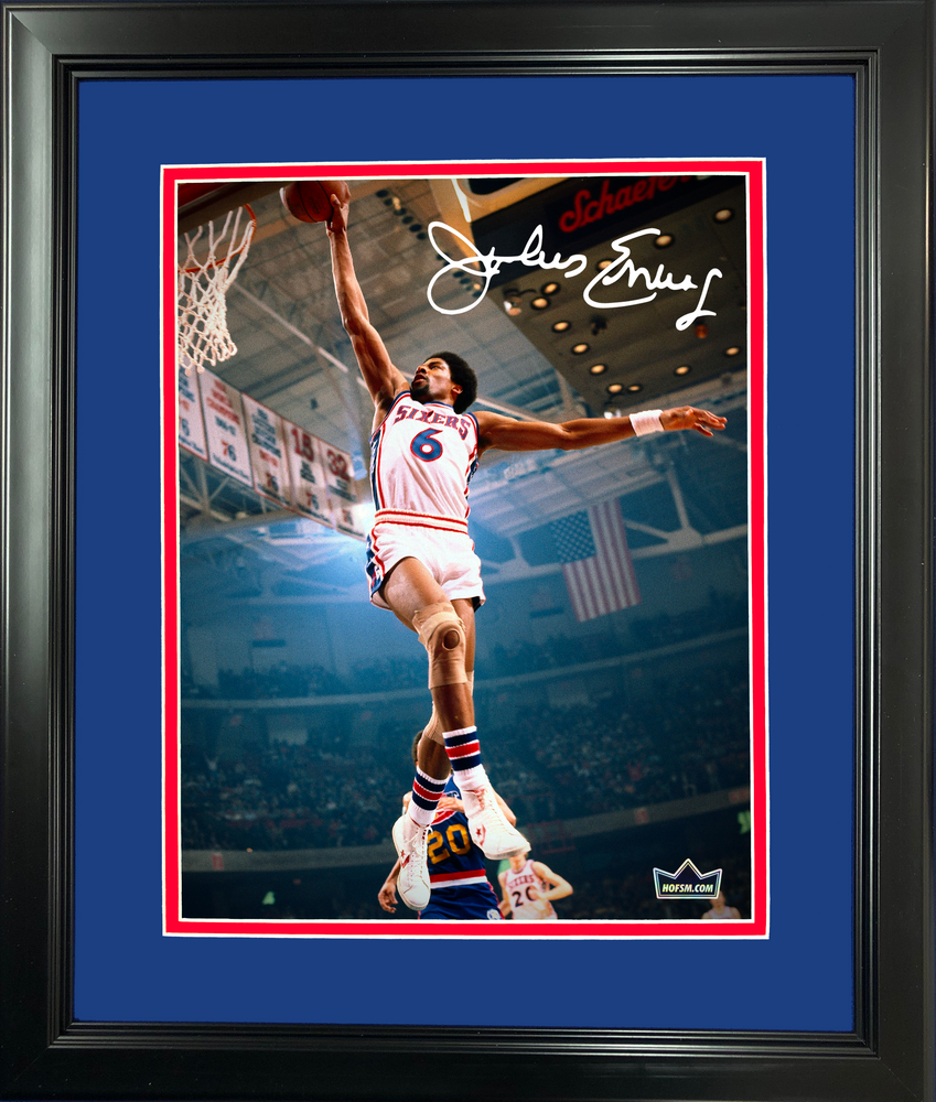 Framed Julius Erving Facsimile Laser Engraved Signature Auto 11"x14" Basketball Photo HOFSM Holo (ONLINE ORDER ONLY)