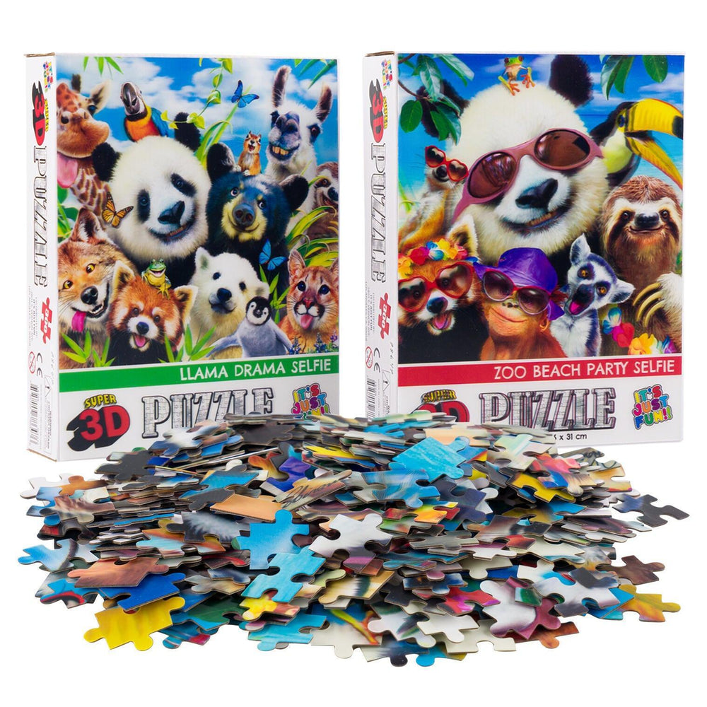Jungle & Beach Selfie Set of 2 300 Piece Lenticular Jigsaw Puzzles Prime 3D (ONLINE ORDER ONLY)