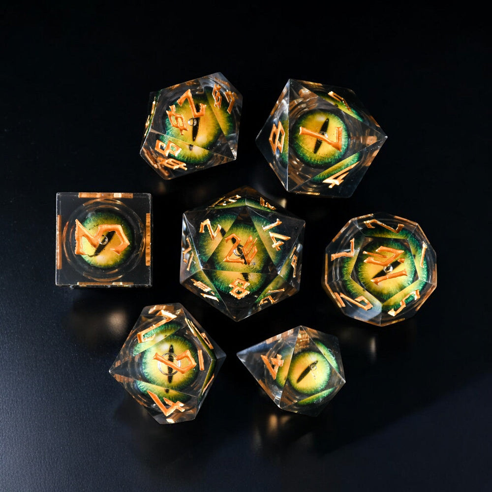 Pre-Order || Jurassic Yellow Liquid Core Dice Set