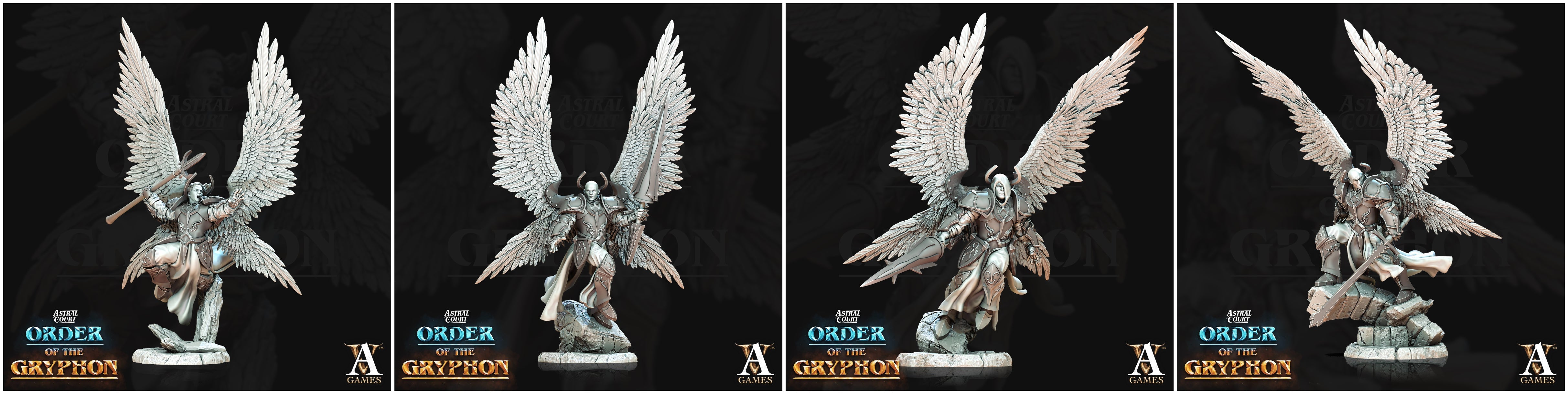 3D Printed Archvillain Games Astral Court Order of the Gryphon - Justiciar Angels Male 28mm 32mm D&D (Online Only)