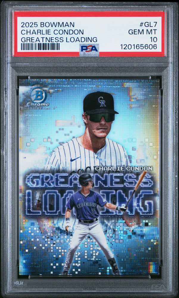 Graded 2025 Topps Bowman Charlie Condon #GL7 Greatness Loading Rookie RC Baseball Card PSA 10 Gem Mint (ONLINE ORDER ONLY)