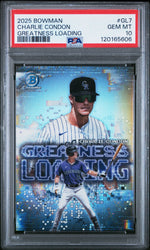 Graded 2025 Topps Bowman Charlie Condon #GL7 Greatness Loading Rookie RC Baseball Card PSA 10 Gem Mint (ONLINE ORDER ONLY)