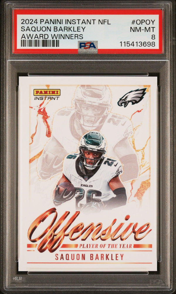 Graded 2024 Panini Instant NFL Saquon Barkley #OPOY Award Winners Football Card PSA 8 Near Mint (ONLINE ORDER ONLY)