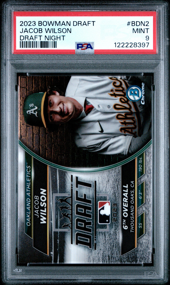 Graded 2023 Topps Bowman Draft Jacob Wilson #BDN2 Draft Night Rookie RC Baseball Card PSA 9 Mint (ONLINE ORDER ONLY)