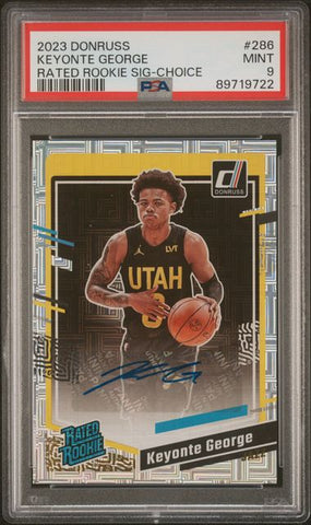 Graded 2023 Panini Donruss Rated Rookie Signature Choice Keyonte George #286 Auto Rookie RC Basketball Card PSA 9 Mint (ONLINE ORDER ONLY)