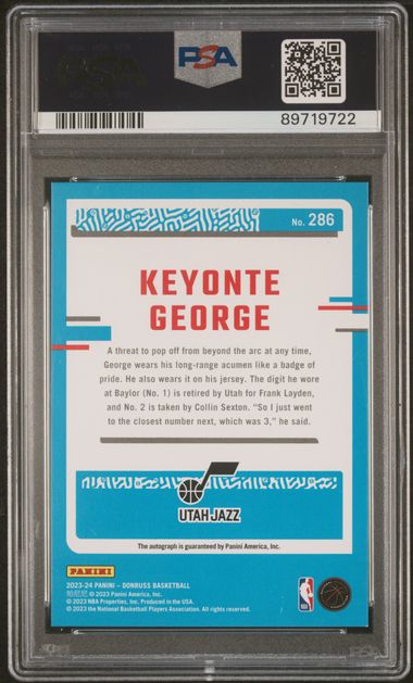 Graded 2023 Panini Donruss Rated Rookie Signature Choice Keyonte George #286 Auto Rookie RC Basketball Card PSA 9 Mint (ONLINE ORDER ONLY)
