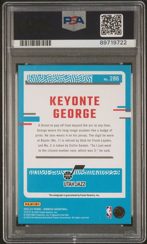 Graded 2023 Panini Donruss Rated Rookie Signature Choice Keyonte George #286 Auto Rookie RC Basketball Card PSA 9 Mint (ONLINE ORDER ONLY)