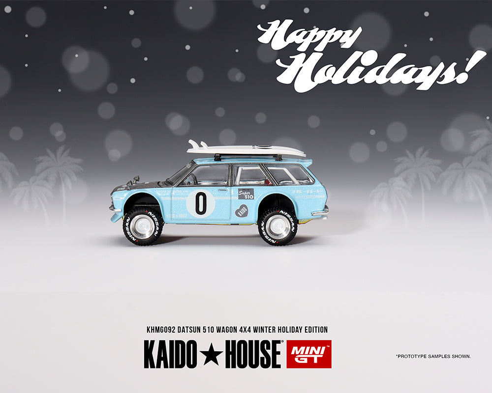Mini GT x Kaido House Datsun 510 Wagon Surf Safari RS Winter Holiday Edition 1:64 KHMG092 (ONLINE ORDER ONLY)