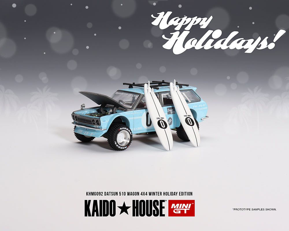 Mini GT x Kaido House Datsun 510 Wagon Surf Safari RS Winter Holiday Edition 1:64 KHMG092 (ONLINE ORDER ONLY)