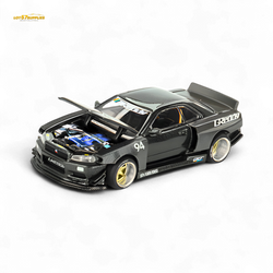 (Pre-Order) Kaido House x Mini GT Nissan Skyline GT-R (R34) Kaido Works GReddy V2 - Black w/ Carbon 1:64 (Online Order Only)