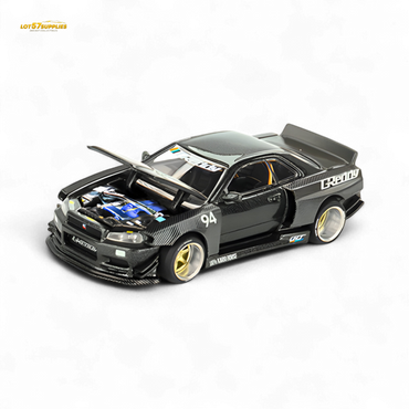 (Pre-Order) Kaido House x Mini GT Nissan Skyline GT-R (R34) Kaido Works GReddy V2 - Black w/ Carbon 1:64 (Online Order Only)