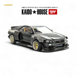 (Pre-Order) Kaido House x Mini GT Nissan Skyline GT-R (R34) Kaido Works GReddy V2 - Black w/ Carbon 1:64 (Online Order Only)