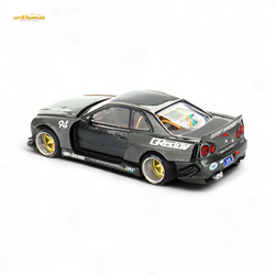 (Pre-Order) Kaido House x Mini GT Nissan Skyline GT-R (R34) Kaido Works GReddy V2 - Black w/ Carbon 1:64 (Online Order Only)