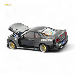 (Pre-Order) Kaido House x Mini GT Nissan Skyline GT-R (R34) Kaido Works GReddy V2 - Black w/ Carbon 1:64 (Online Order Only)