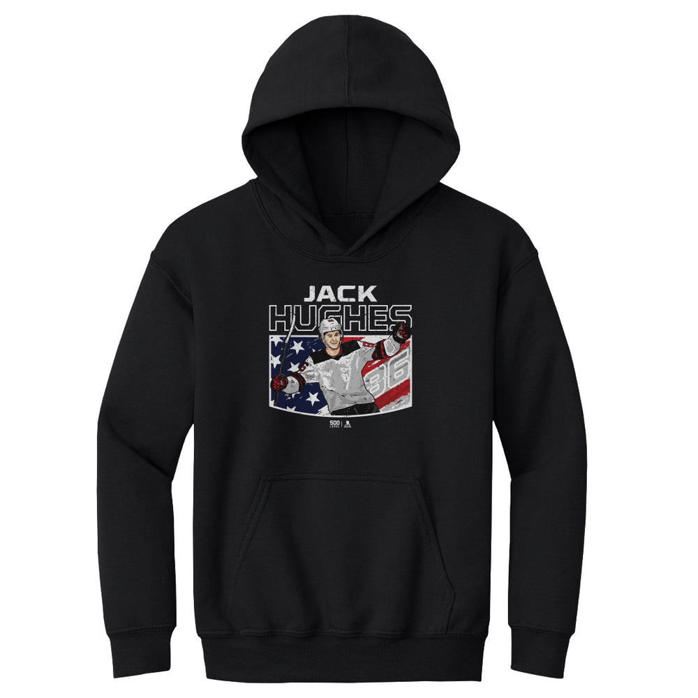 Jack Hughes New Jersey American Flag WHT