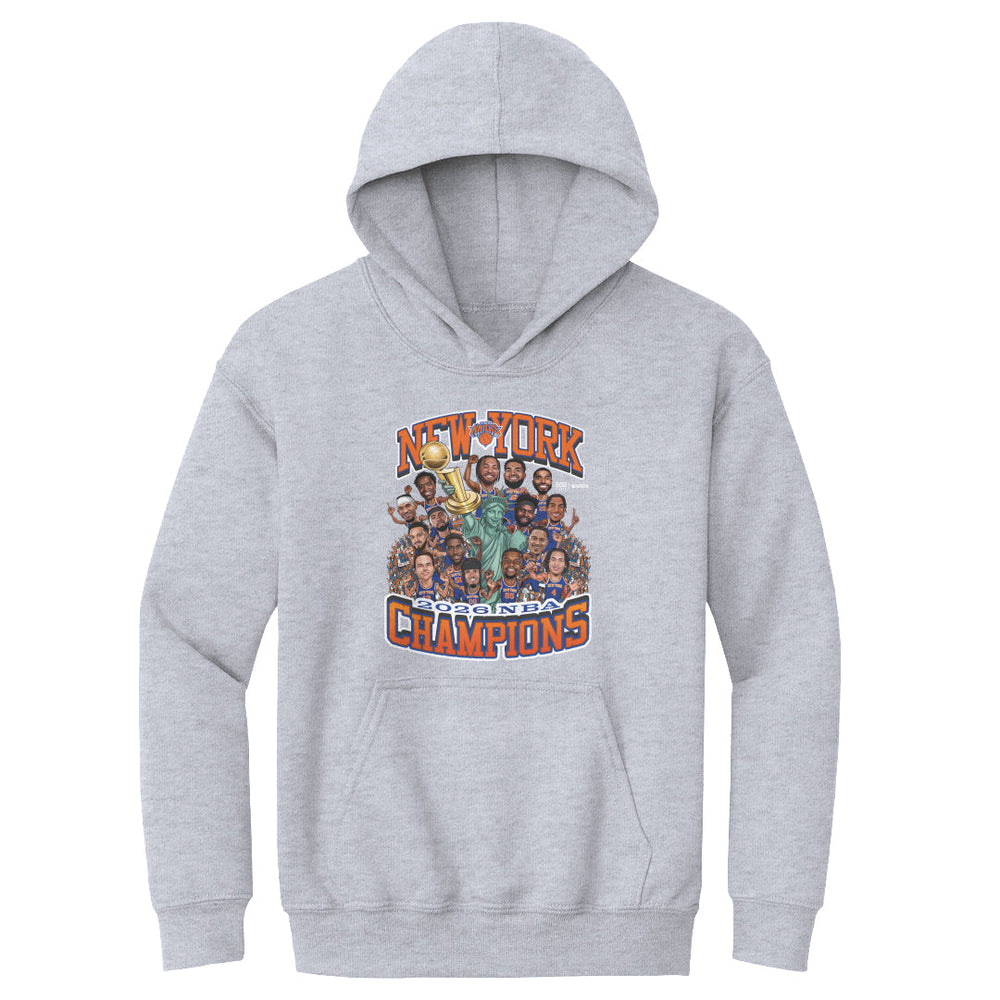 New York Knicks NBA Finals 2026 Champions Caricature WHT (ONLINE ORDER ONLY)