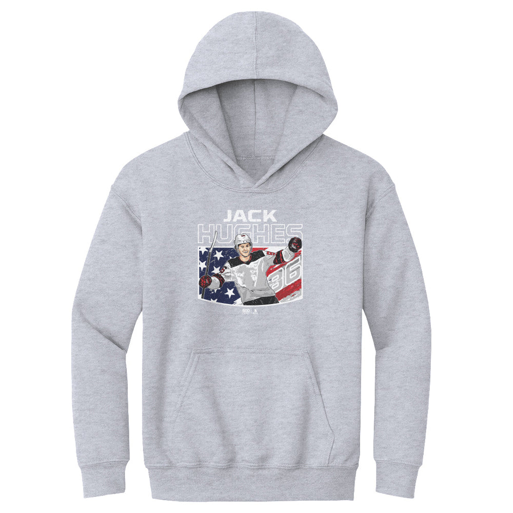 Jack Hughes New Jersey American Flag WHT