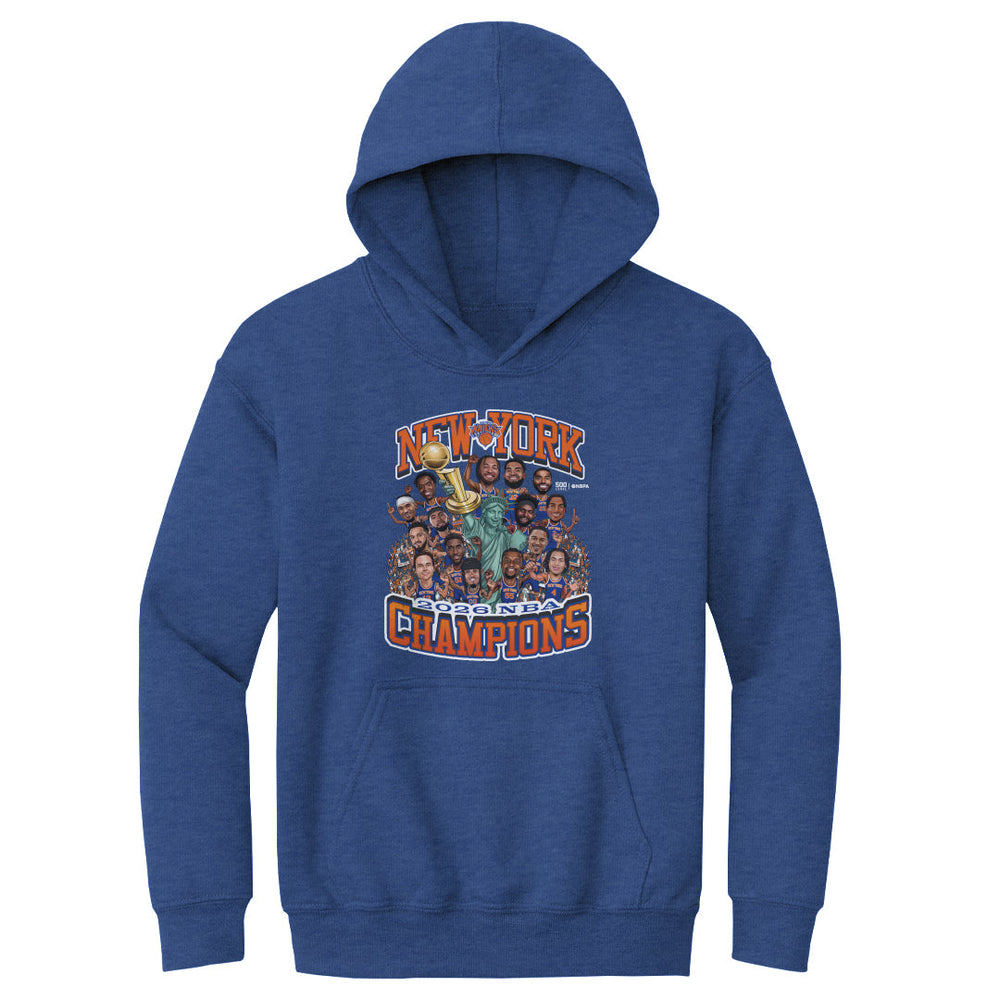 New York Knicks NBA Finals 2026 Champions Caricature WHT (ONLINE ORDER ONLY)