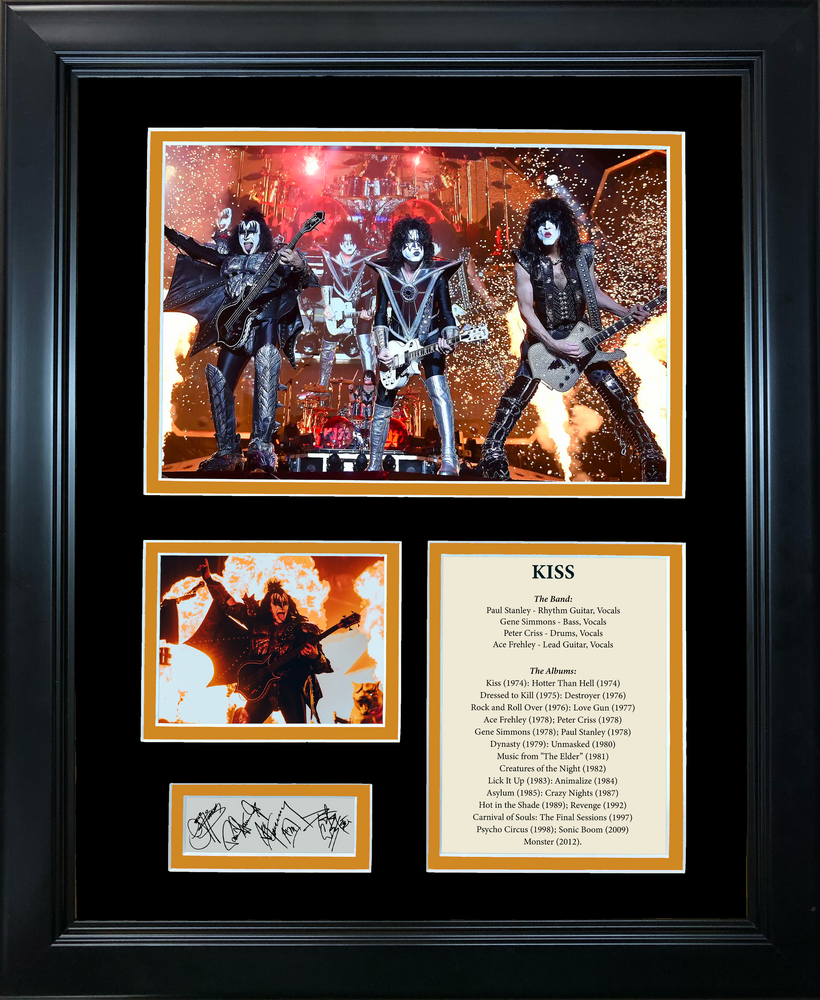 Framed KISS Band Facsimile Laser Engraved Signature Auto 11"x14" Music Photo Sig Collage (ONLINE ORDER ONLY)