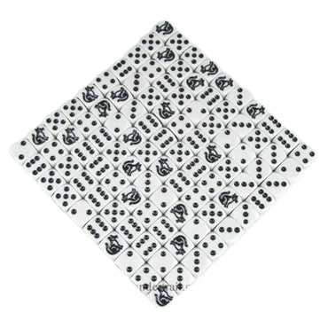 KOP00473 Cat Novelty Dice D6 White Opaque Black Pips 16mm (5/8in) 100 (ONLINE ORDER ONLY)