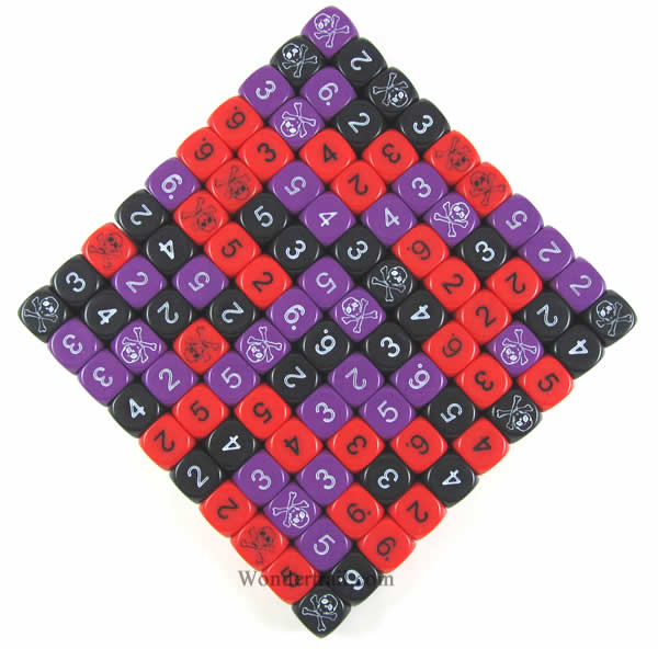 KOP00524 Skull Dice D6 16mm (5/8in) Bulk Pack of 100 Dice Numbers (ONLINE ORDER ONLY)