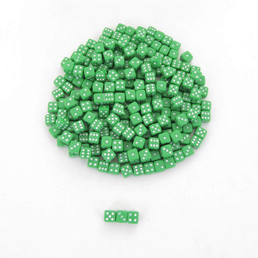 KOP00642 Green Opaque Dice White Pips D6 5mm (13/64in) Pack of 250 (ONLINE ORDER ONLY)