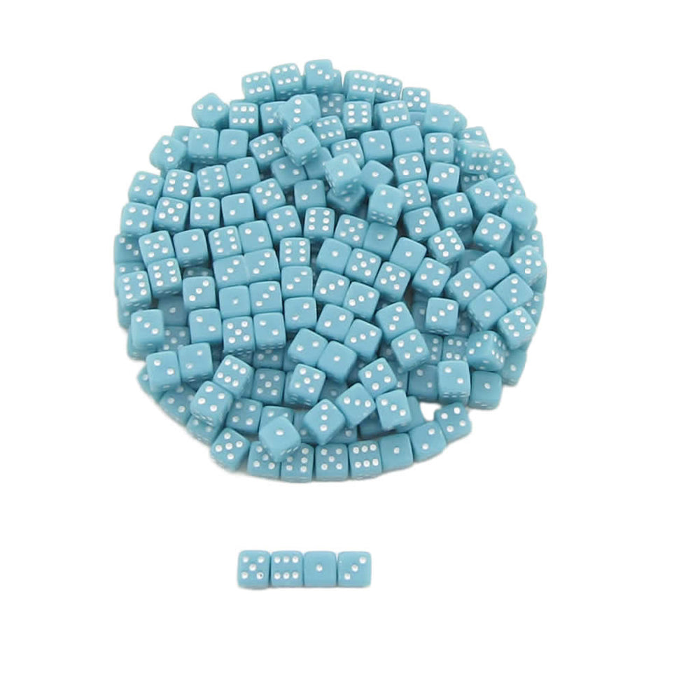 KOP00646 Pale Blue Opaque Dice White Pips D6 5mm (13/64in) Pack of 250 (ONLINE ORDER ONLY)