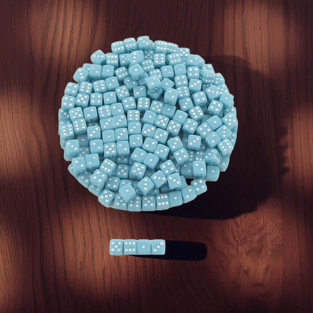 KOP00646 Pale Blue Opaque Dice White Pips D6 5mm (13/64in) Pack of 250 (ONLINE ORDER ONLY)