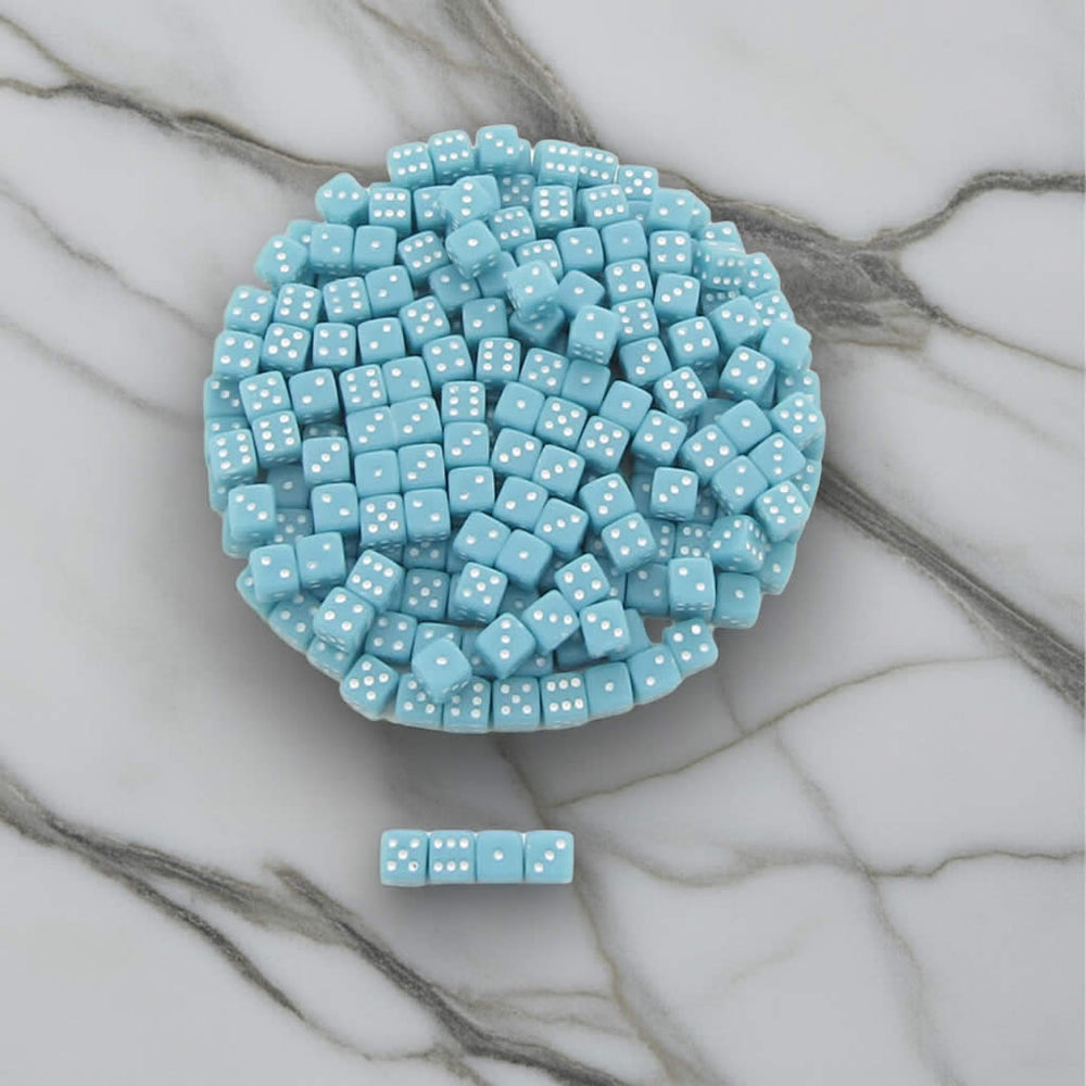 KOP00646 Pale Blue Opaque Dice White Pips D6 5mm (13/64in) Pack of 250 (ONLINE ORDER ONLY)