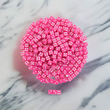 KOP00647 Pink Opaque Dice with White Pips D6 5mm (13/64in) Pack of 250 (ONLINE ORDER ONLY)