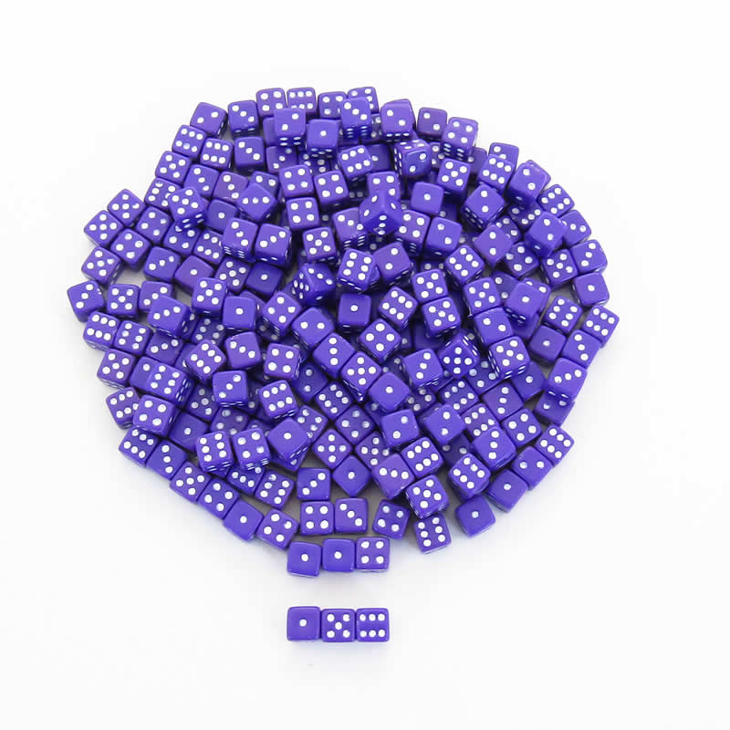 KOP00648 Purple Opaque Dice White Pips D6 5mm (13/64in) Pack of 250 (ONLINE ORDER ONLY)
