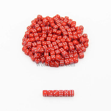 KOP00649 Red Opaque Dice with White Pips D6 5mm (13/64in) Pack of 250 (ONLINE ORDER ONLY)