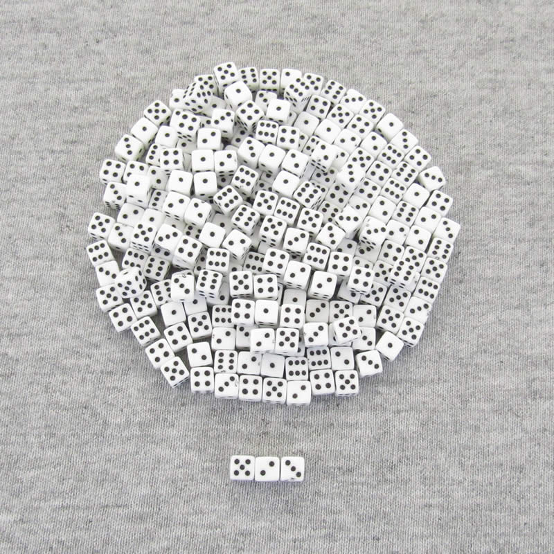 KOP00650 White Opaque Dice with Black Pips D6 5mm (13/64in) Pack of 250 (ONLINE ORDER ONLY)