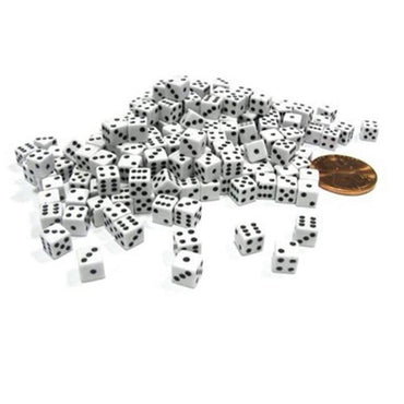 KOP00650 White Opaque Dice with Black Pips D6 5mm (13/64in) Pack of 250 (ONLINE ORDER ONLY)